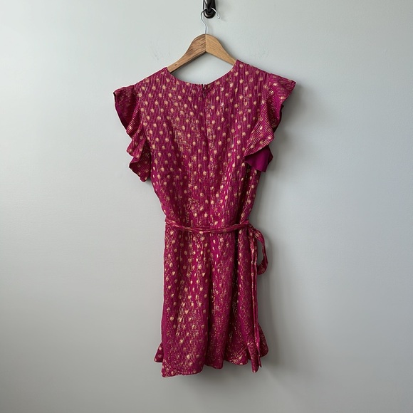 NWT Just Bellina Scarlett Short Knit Romper Metallic Gold Fuchsia Medium - Picture 6 of 7